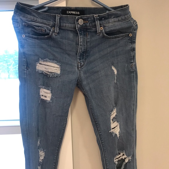 Express distressed skinny jeans